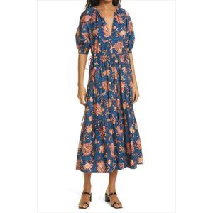 A.L.C. NEW Mischa Tiered Floral Print Maxi Dress Blue/Pink Size 4